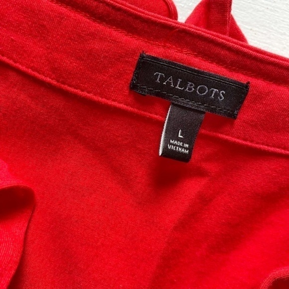 Talbots Womens Dress Sleeveless‎ Red Knit Jersey Ruffle at Neckline - Picture 4 of 10